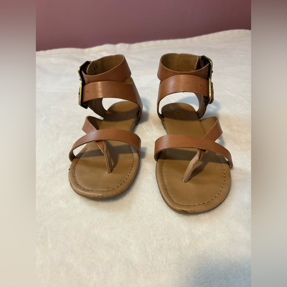 Franco Sarto sandals size 8 womens Glinda Camelot LE brown summer gladiator shoe - Picture 3 of 9